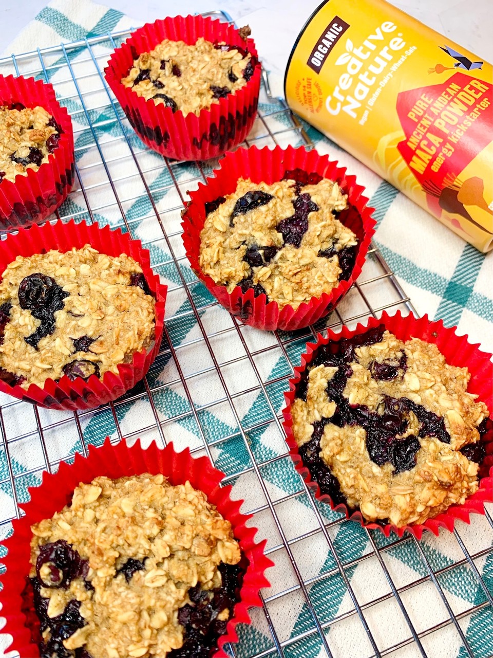 Baked Blueberry & Maca Oatmeal Cups - Creative Nature Superfoods