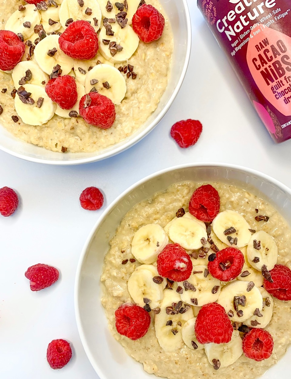 Banana and Raspberry Porridge Creative Nature Superfoods