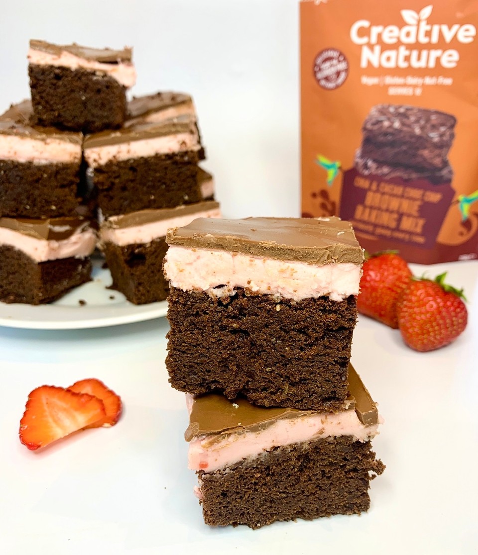 Strawberry Cream Brownies - Creative Nature Superfoods