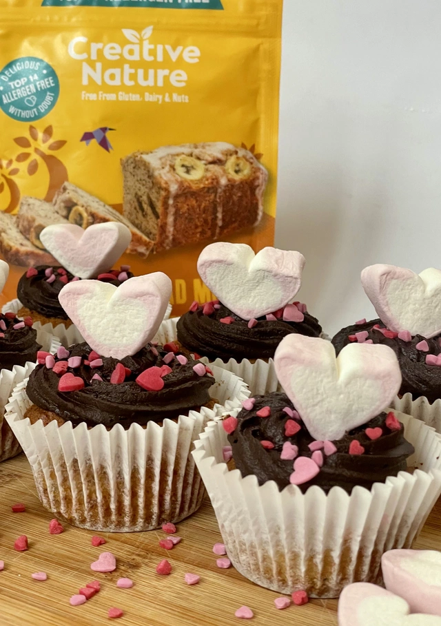 Chocolate Banana Heart Cupcakes