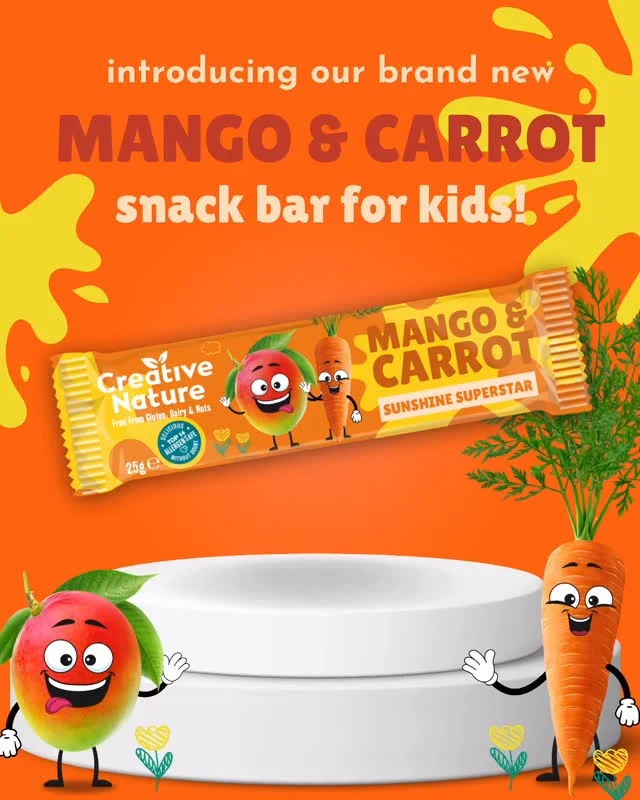 🥭🎉 NEW FLAVOUR ALERT! 🎉🥕

We’re so excited to introduce the second superstar in our Kids Snack Bar range, Mango & Carrot! Bursting with tropical mango goodness and the natural sweetness of carrot, this bar is a bright and tasty way to fuel your little ones’ day. It’s joining our much-loved Berry & Beetroot bar as part of our mission to make snacking fun, colourful, and allergy-safe!

Created with parents in mind and kids at heart, our bars are 100% school-safe, meaning they’re free from the Top 14 Allergens (yes, really!), contain no added sugar, and are packed with naturally sourced ingredients. They’re gluten-free, dairy-free, nut-free, and made right here in the UK. Whether it’s in lunchboxes, backpacks or picnic baskets, our Mango & Carrot bar is the perfect on-the-go snack that both kids and grown-ups can feel good about. 💛🧡

Now available to buy on our website AND in a supermarket near you! Have you spotted them on shelves yet? Let us know where you’ve seen them pop up, we LOVE seeing our bars out in the wild! 👀📸

⁠⁠⁠#Creativenature #Deliciouswithoutdoubt #Glutenfree #DairyFree #WheatFree #NutFree #allergyuk #allergyfree #allergyfriendly #coeliac #lowfodmap #dairyallergy #wheatallergy #nutallergy #peanutallergy #eggfree #top14free #top14allergens #top14allergenfree